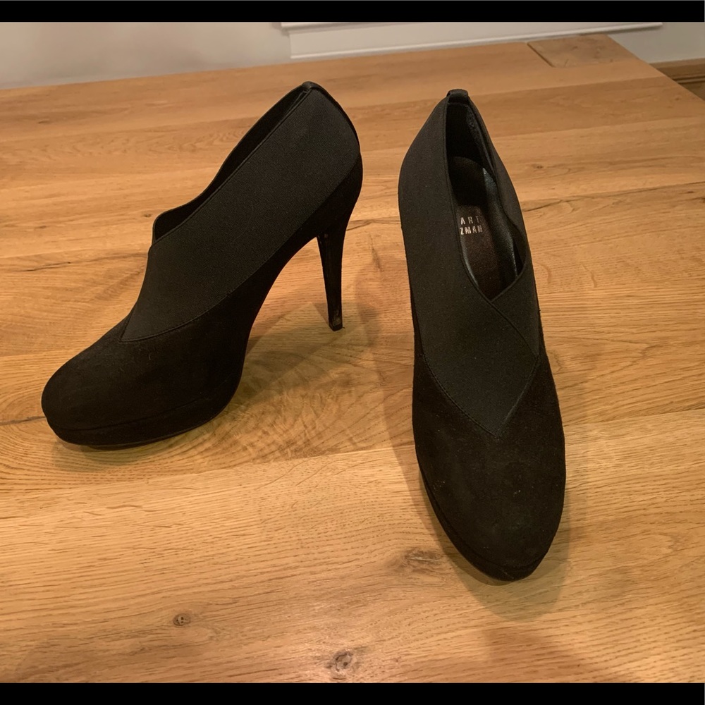 Stunning Stuart Weitzman Black Suede Platform Shoes 8.5 M
